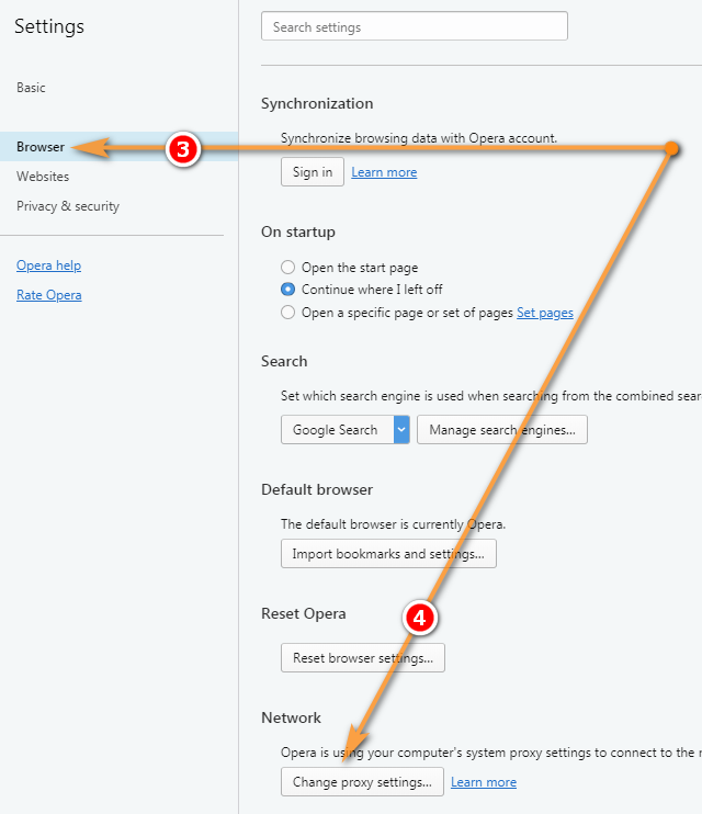 How to use proxies in Opera step 2